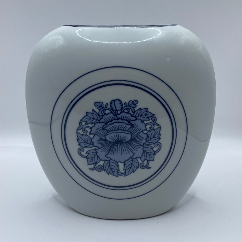 Elegant White and Blue Floral Vase